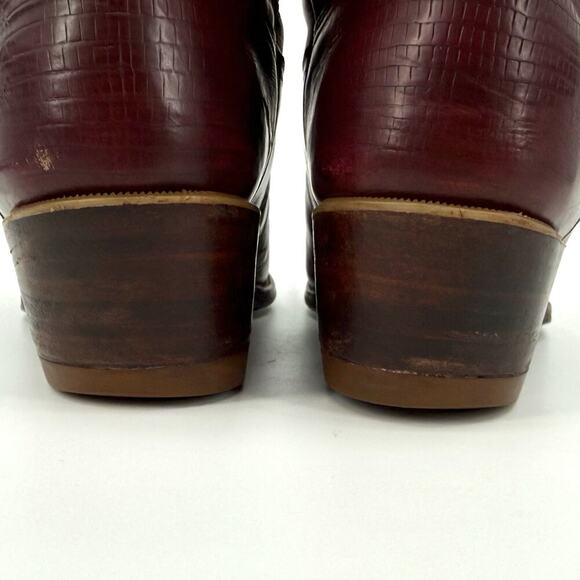 VTG Siete Leguas Red Leather Lizard Embossed Thunderbird Cowboy Boots Size 10E main image 5